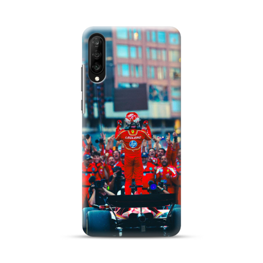 Coque de Téléphone Samsung Charles Leclerc devant sa Team Ferrari