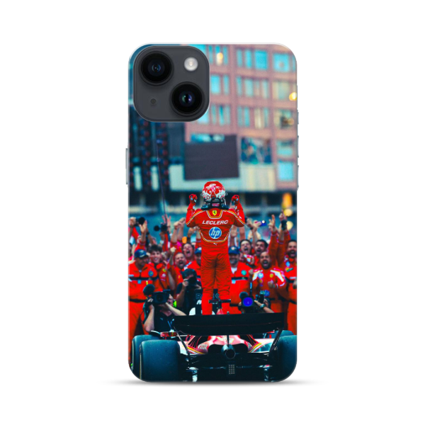 Coque de Téléphone iPhone Charles Leclerc devant sa Team Ferrari