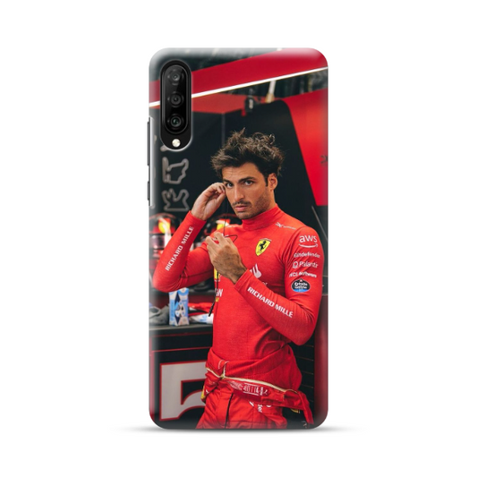 Protection Téléphone Samsung Carlos Sainz en Tenue de Course Ferrari