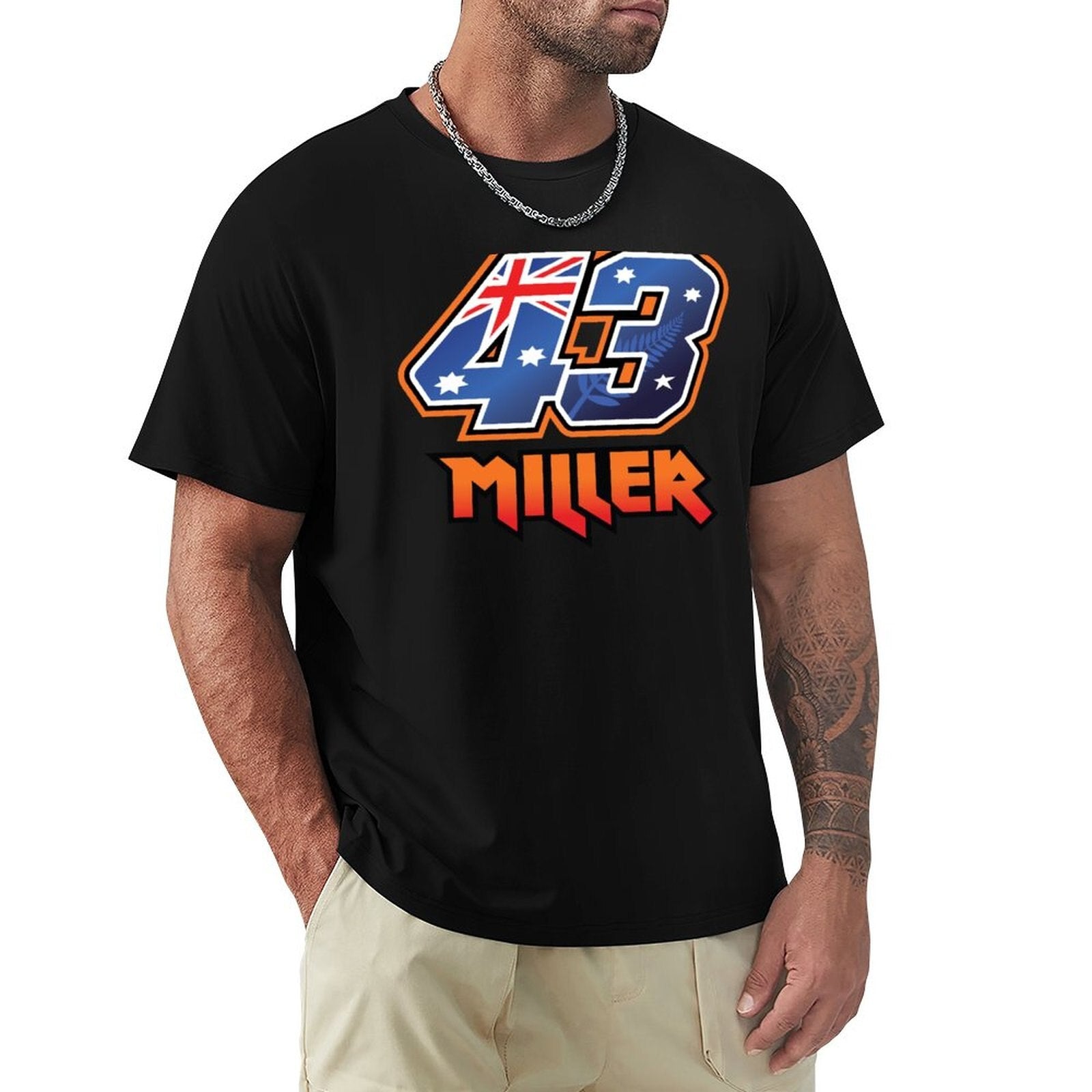 T-Shirt Noir Jack Miller Fond Blanc