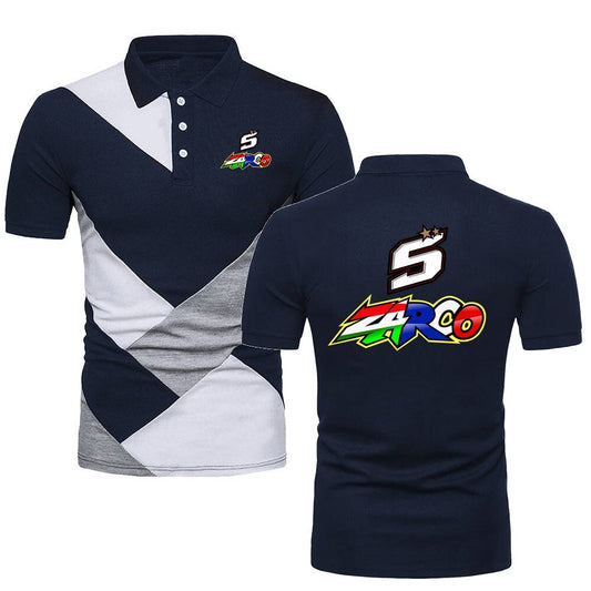 Polo Coton Johann Zarco Bleu, Blanc et Gris