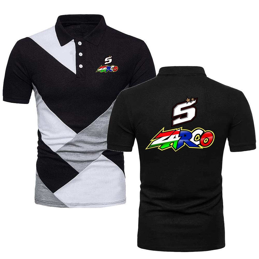 Polo Coton Johann Zarco Noir, Blanc et Gris